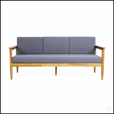 Canapé d'extérieur 3 places GAVIN avec bois d'acacia durable et coussins résistants à l'eau, parfait pour le patio et le jardin