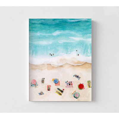Maine Framed Seashore Print, Seaside Painting Prints, Summer Outdoors Beach Decor Large Wall Art, Tropical Beach Painting Oversized Wall Art