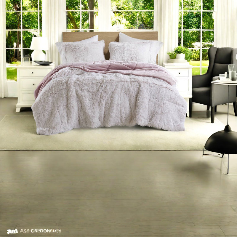 Ensemble de literie confortable en fausse fourrure à poils longs, polyester moelleux, élégant et chaleureux pour la maison