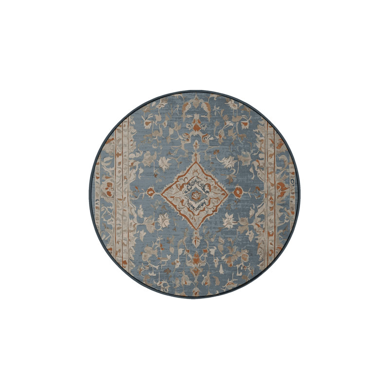 Machine Washable Black Area Rug, Round 3'