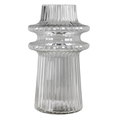 Ribbed Disk Vase - Lrg, Glass