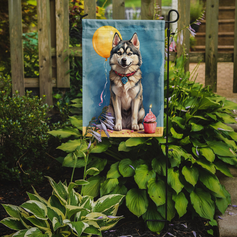 Drapeau de jardin «Happy Birthday», Husky sibérien