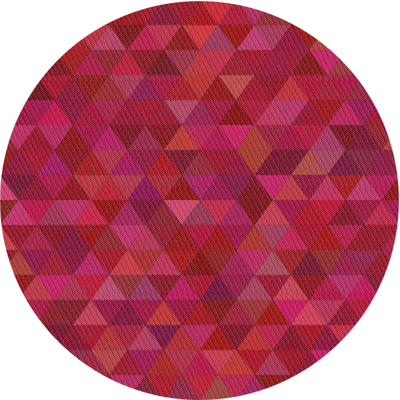Tapis rouge/rose tissé à la machine, Rond 8 pi