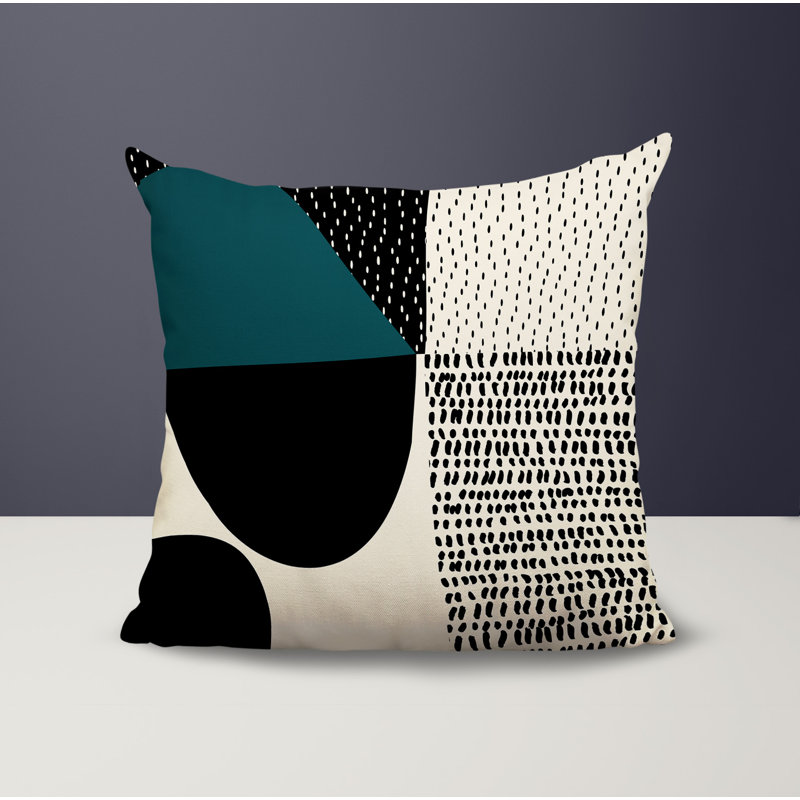 Coussin carré intérieur / extérieur pia, H 19 po x l 19 po, Émeraude / noir / blanc cassé