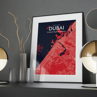 Dubai City Map In Nautical - No Frame Print