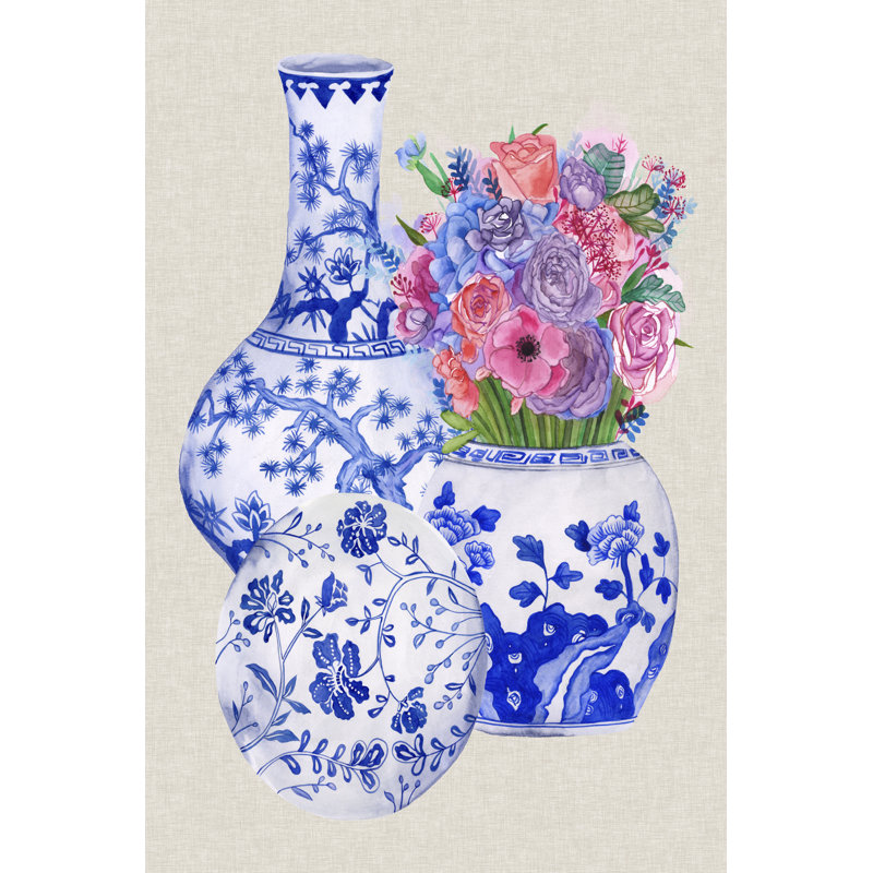 Vases bleus de Delft II, H 48 po x l 32 po x P 1,25 po