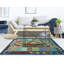 Tapis bleu à tissage plat Raquel