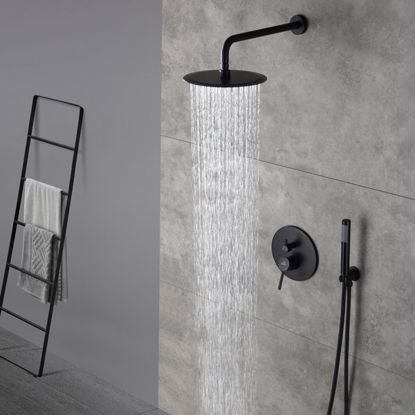 Industrial Black Matte Concealed Black Shower Set