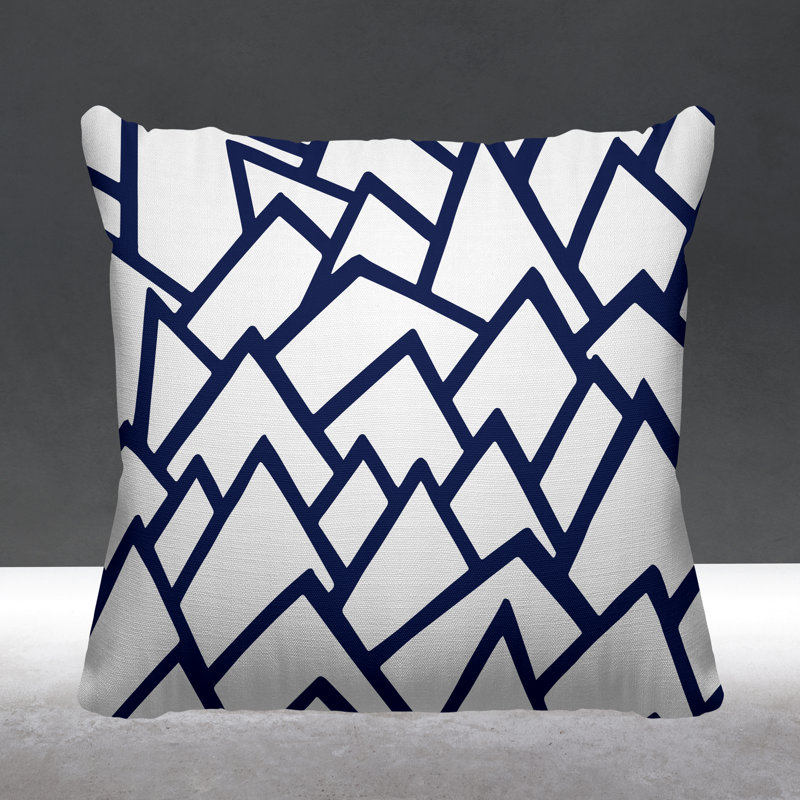 Coussin décoratif intérieur / extérieur Rowan, L 17 po x H 17 po, Bleu marine