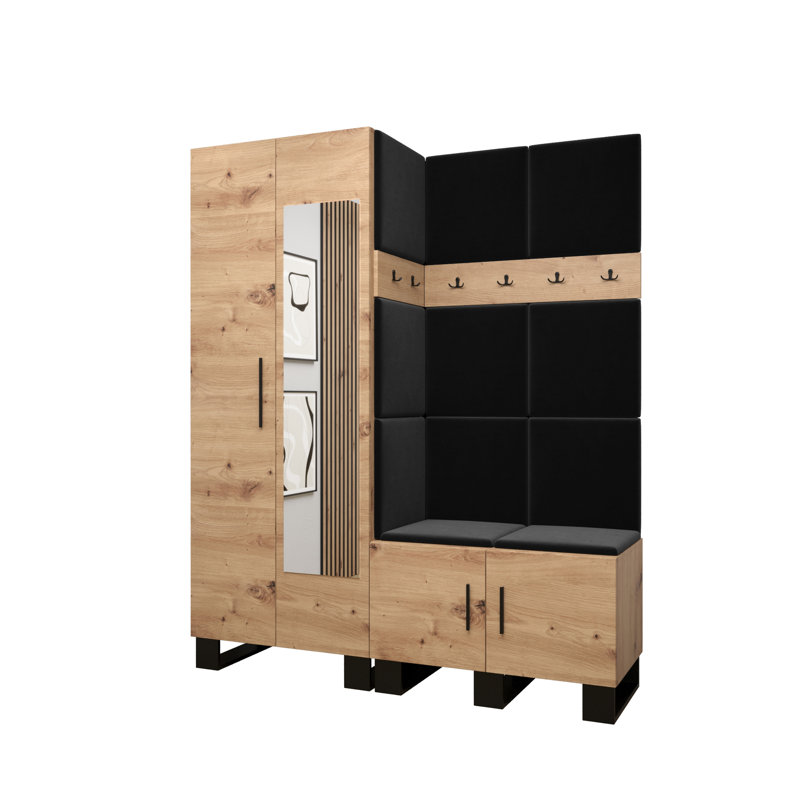 Adriane Hallway Set with Storage Bench and Shoe Storage, Black/Brown