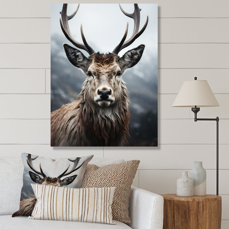 Cerf Bearnard monochrome I, H 32 po x l 24 po x P 1 po, Toile tendue