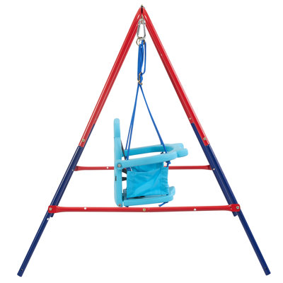 21 balançoires - et bleu, plastique mental de qualité, jeu extérieur sécuritaire, capacité de 110 lb, fabrication en plastique pour 3 ans, équipement d'aire de jeu, 3+