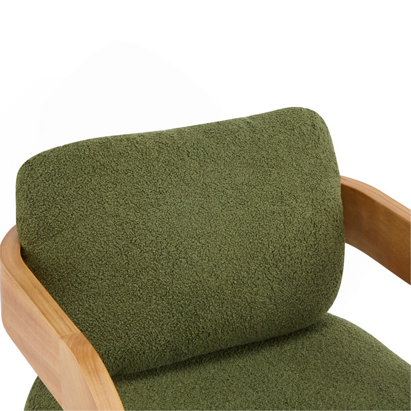 Ensemble de 2 chaises de salle à manger avec dossier coussiné, structure en bois massif de couleur verte bouclée