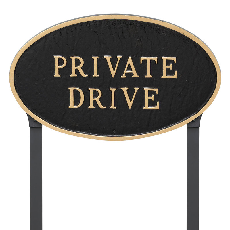 Grande plaque de présentation ovale avec piquets de pelouse, Noir / or