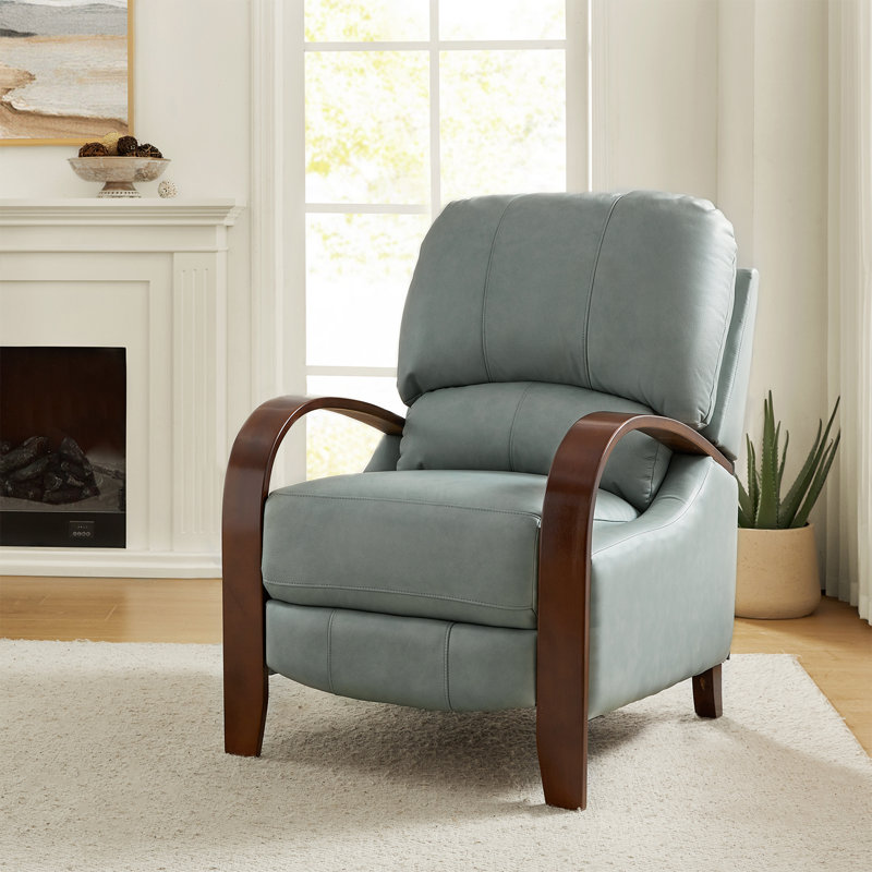 Hardge Genuine Leather Manual Standard Recliner, Gray 
