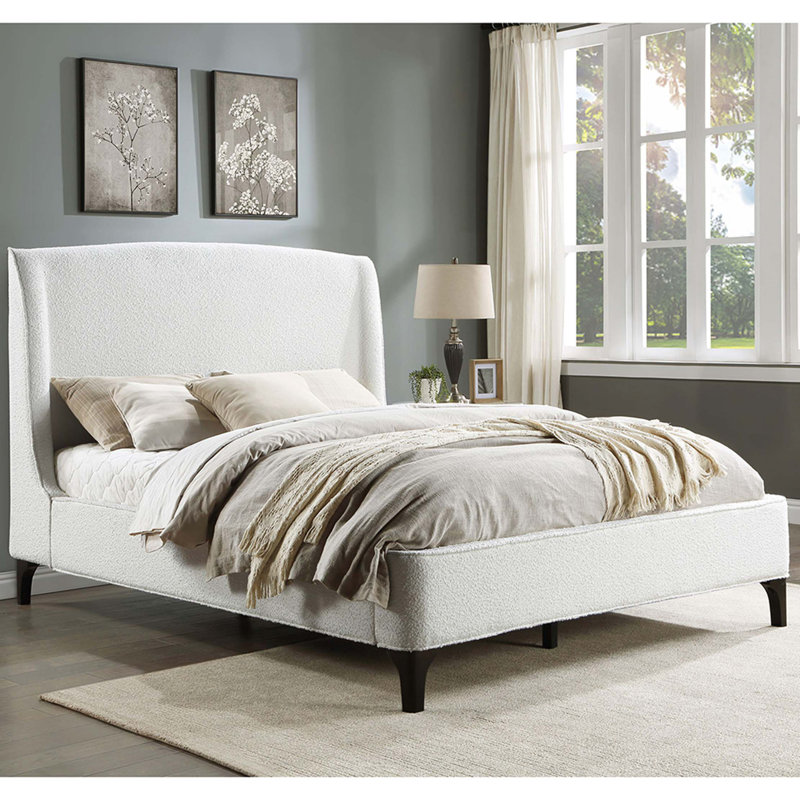 Snow Upholstered Eastern King Wingback Bed