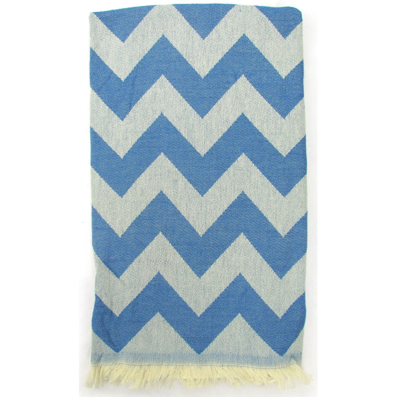 Turkish Cotton Jacquard Beach Towel, Denim Blue