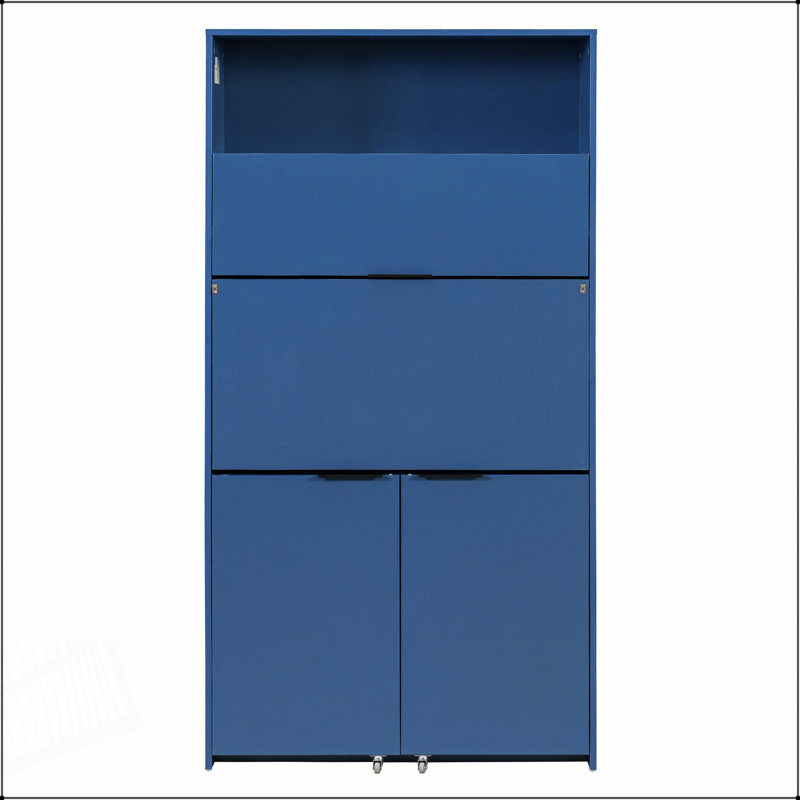 Garde-manger compact, buffet de 69 po de hauteur avec huche et poste de travail pliable, armoire de rangement multifonctionnelle pour la salle à manger et le salon