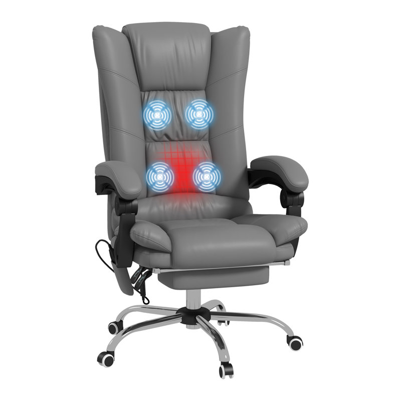 Fauteuil de bureau Vibration Massage avec chaleur, repose-pieds, gris