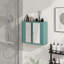 Armoire de salle de bain murale armée verte avec miroir, 2 portes en miroir, tablette ouverte et cadre en métal pour un rangement efficace-1287807803