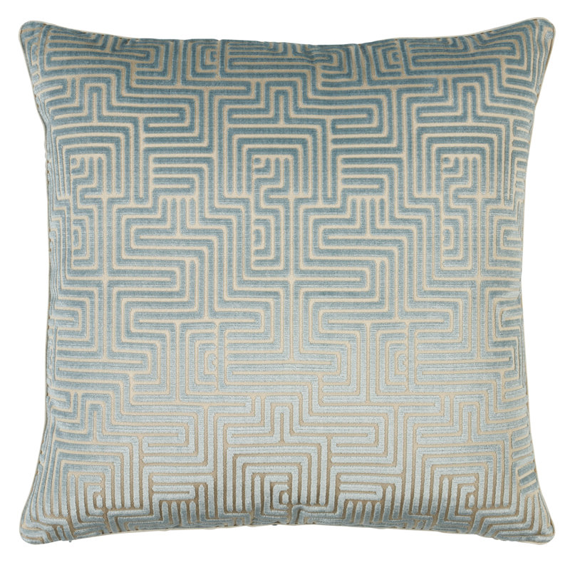 Coussin Lisboa, Bleu géométrique, H 18 po x l 18 po