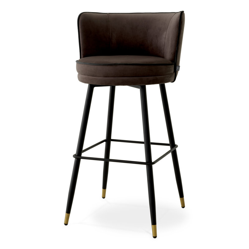 Bar Stool Grenada Velvet, Savona Gray, Bar Stool (31.1" Seat Height)
