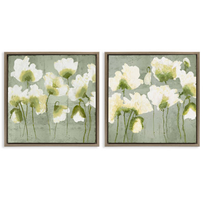 Charmant ensemble de 2 cadres flottants White Blooms, design par Vanessa Austin
