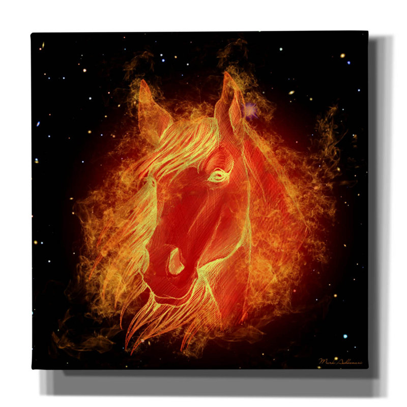 «Horse On Fire» par Mark Ashkenazi, art mural sur toile, H 26 po x l 26 po x P 1,5 po