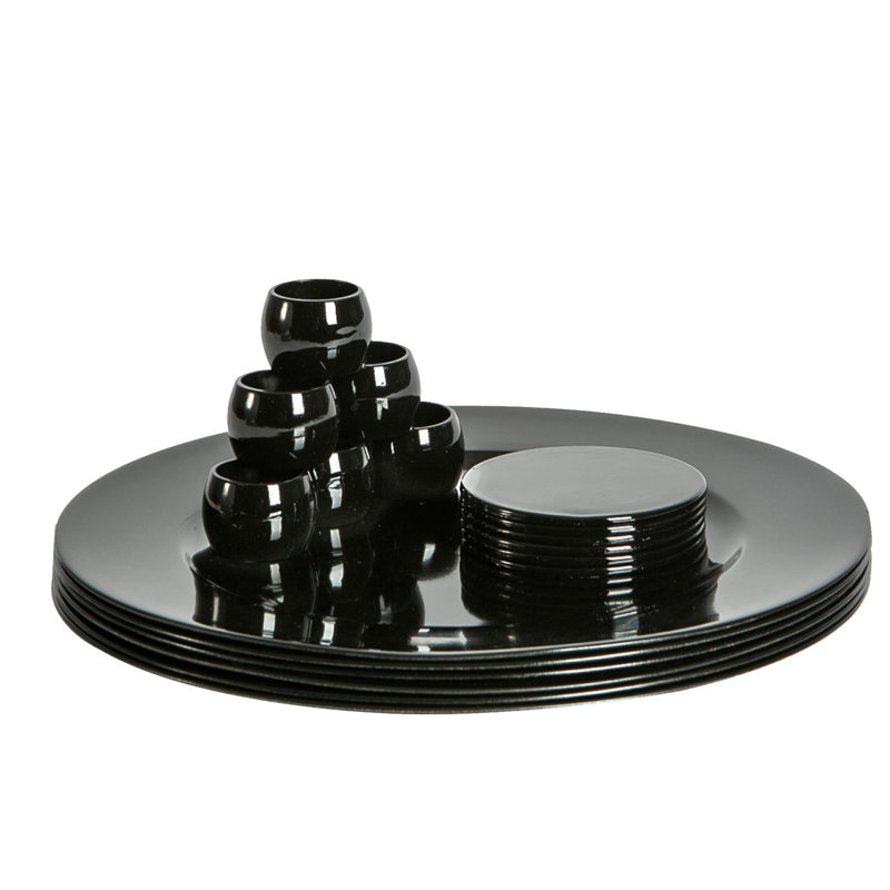 Argon Tableware - Metallic Charger Plates Set - 18 Pieces, Black