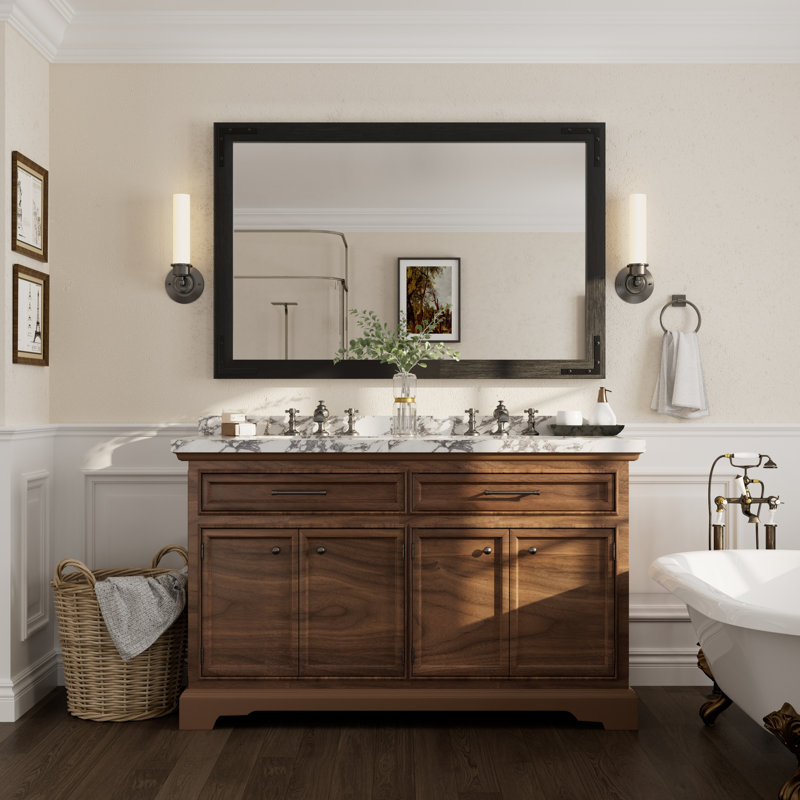 Miroir mural Amara Rustic Farmhouse, Noir, 55 po x 36 po