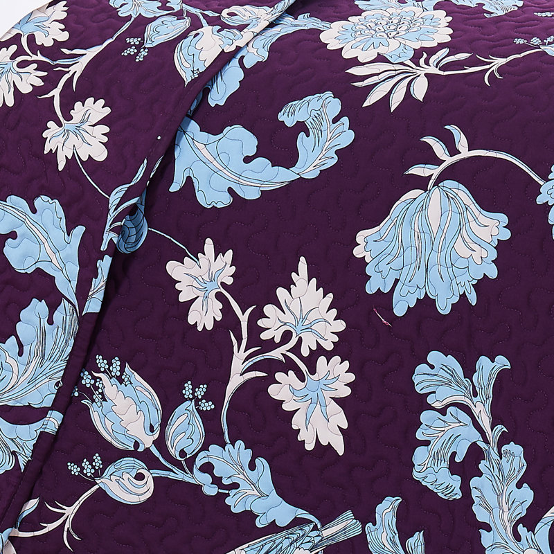 Early Spring Collection Microfiber Quilt Set, Twin Quilt + 1 Standard Sham, Purple
