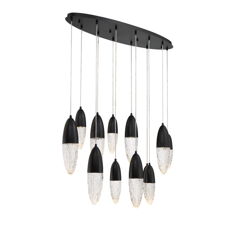 Lustre 12 lumières Écrou, Noir, noir, noir, noir