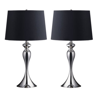 Set Of 2 25.5" Steel Table Lamp W/ Linen Shade