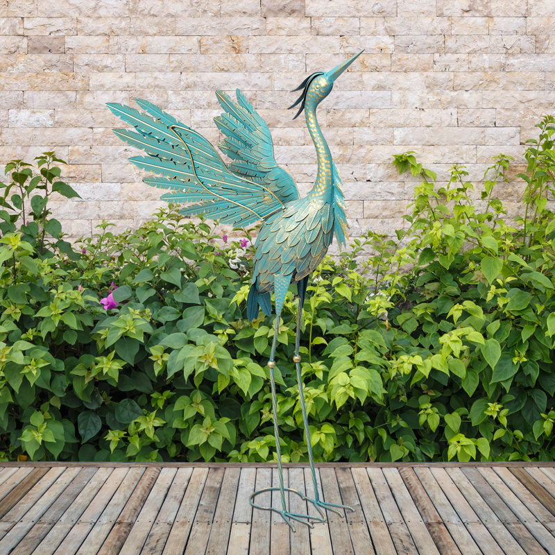 Statue de jardin en métal résistante aux intempéries Analiesa, Bleu