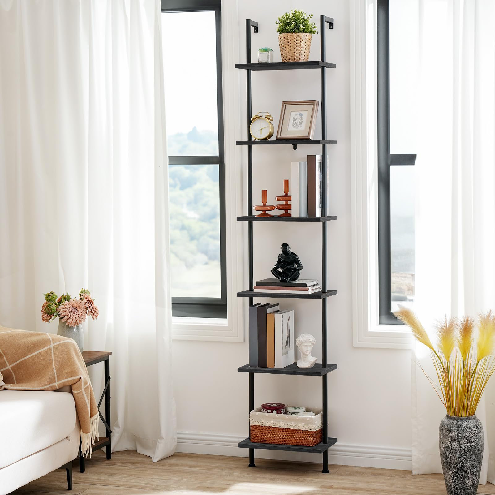 Latitude Run® 6-Layer Wooden Wall-Mounted Bookshelf, Can Be Used As ...