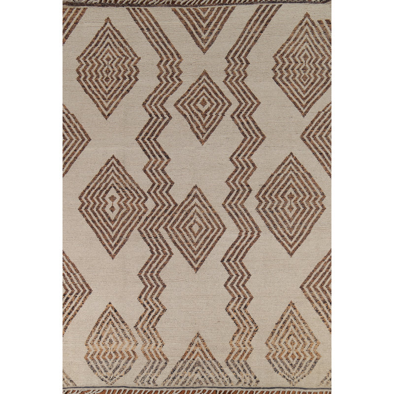 Tapis oriental moderne à motif géométrique marocain 8 x 11
