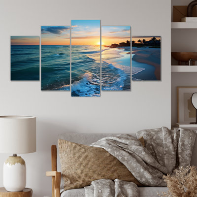 «Tranquil Shores Sunset Beach Horizon II - Coastal Beach», art mural