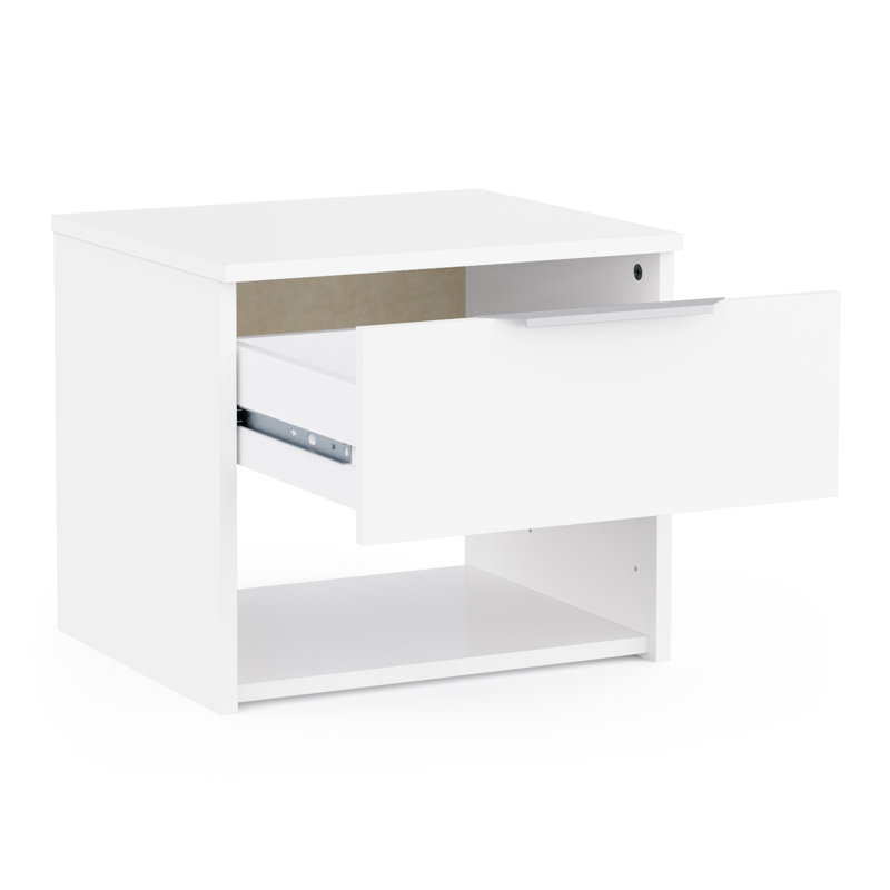 Taquanda 44cm W Chipboard Bedside Table, Matt White