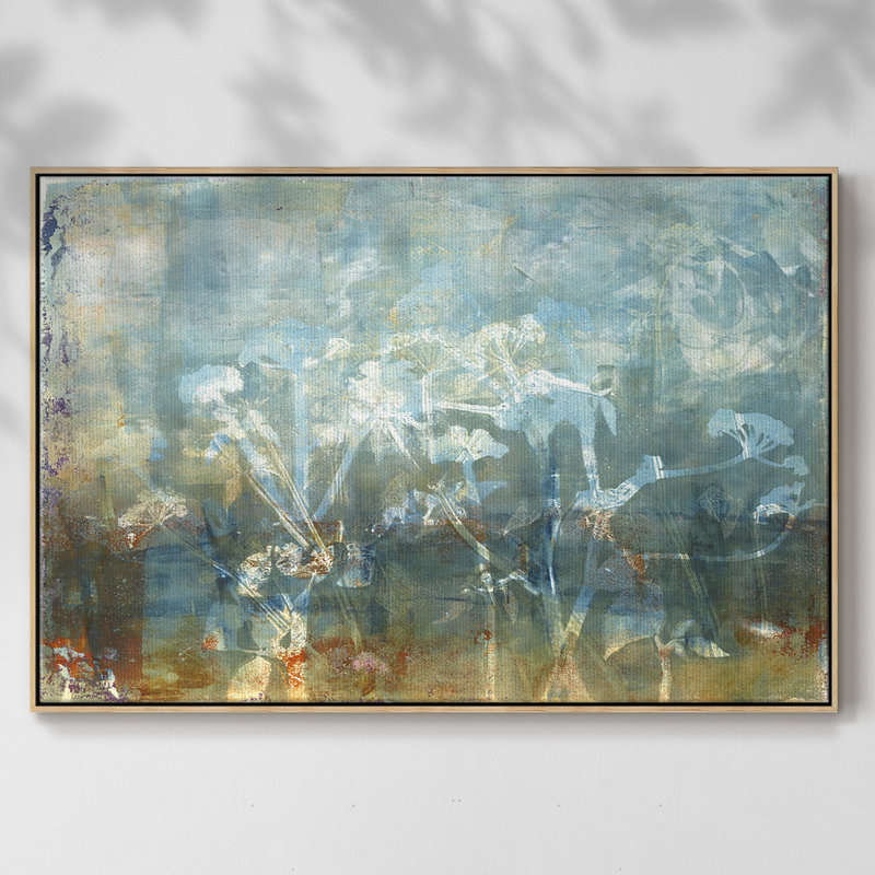 Bord de l'eau, H 17 po x l 25 po x P 2 po, Toile naturelle avec cadre flottant
