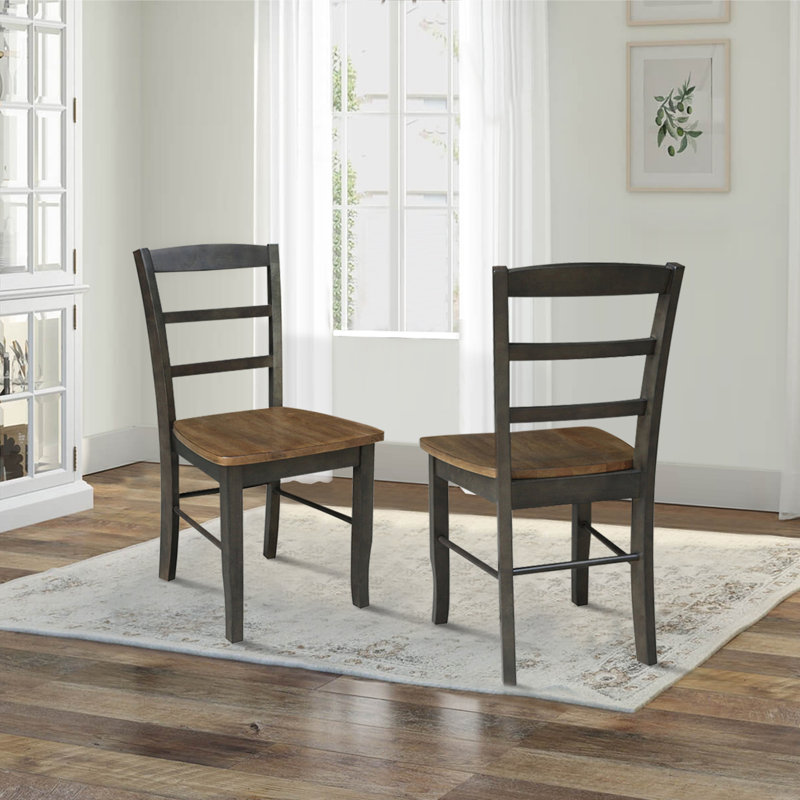 Klynn Solid Wood Dining Chair, Hickory/Washed Coal