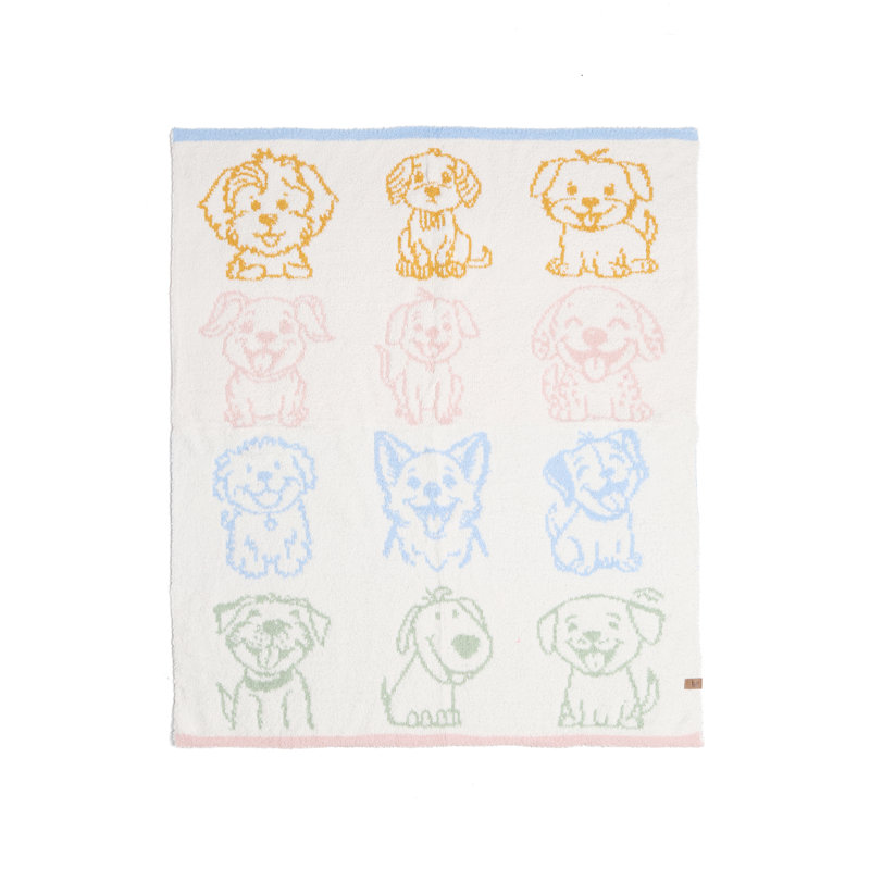 Jeté de luxe à motif animalier multicolore pour enfants - CHIOTS