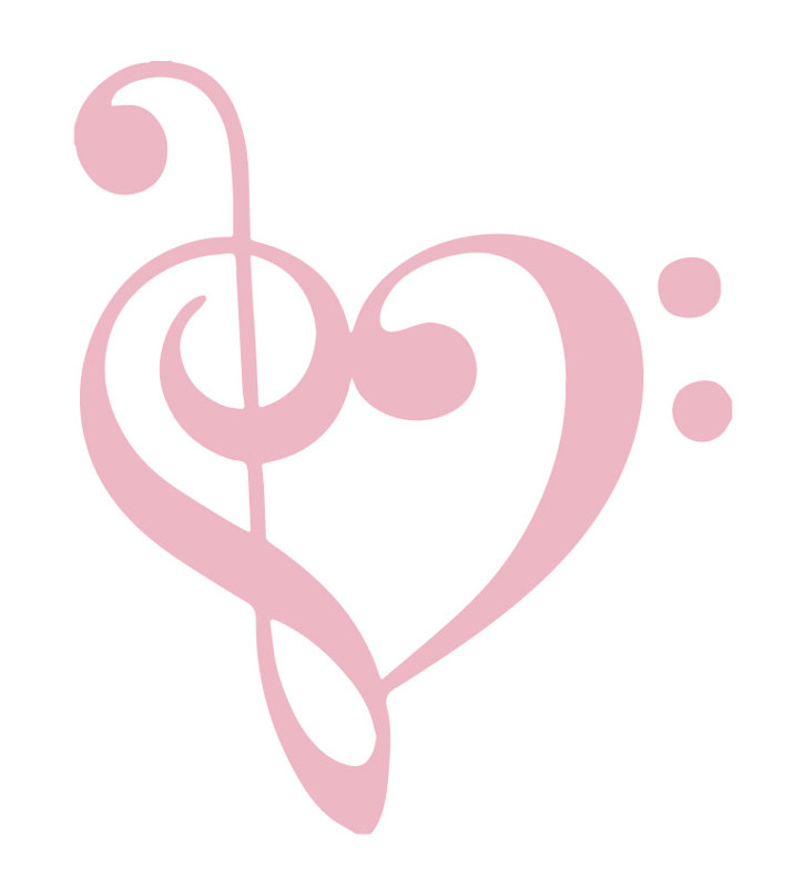 Décalcomanie murale coeur musical, H 48 po x l 40 po x P 0,01 po, Rose œillet