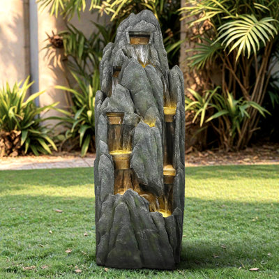 Fontaine d'extérieur 51 "H - Cascade de cascade de rocaille pour jardin