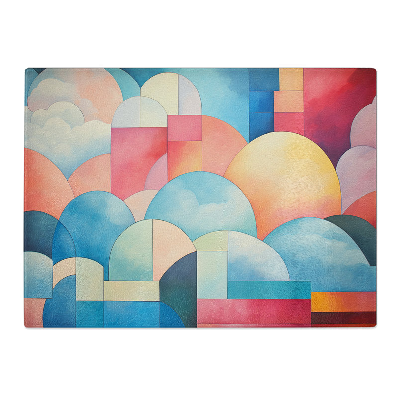 Cloudy Sky Constructivism  Glass Chopping Board