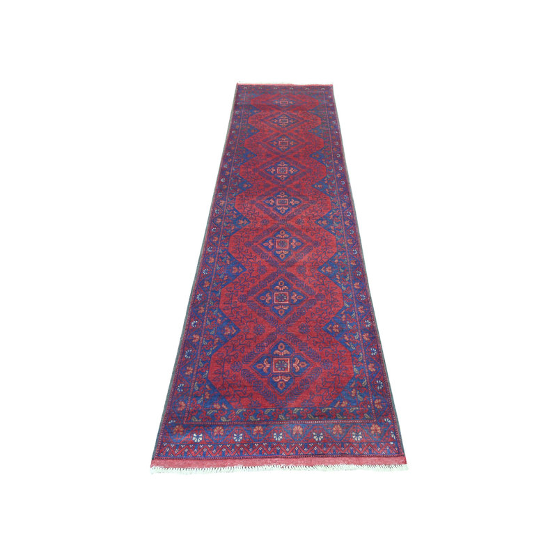 Tapis de couloir en laine noué à la main 2 pi 7 po x 9 pi 8 po rouge Andkhoy F42E03E782CA4C41BBC1BB9E76E1847E