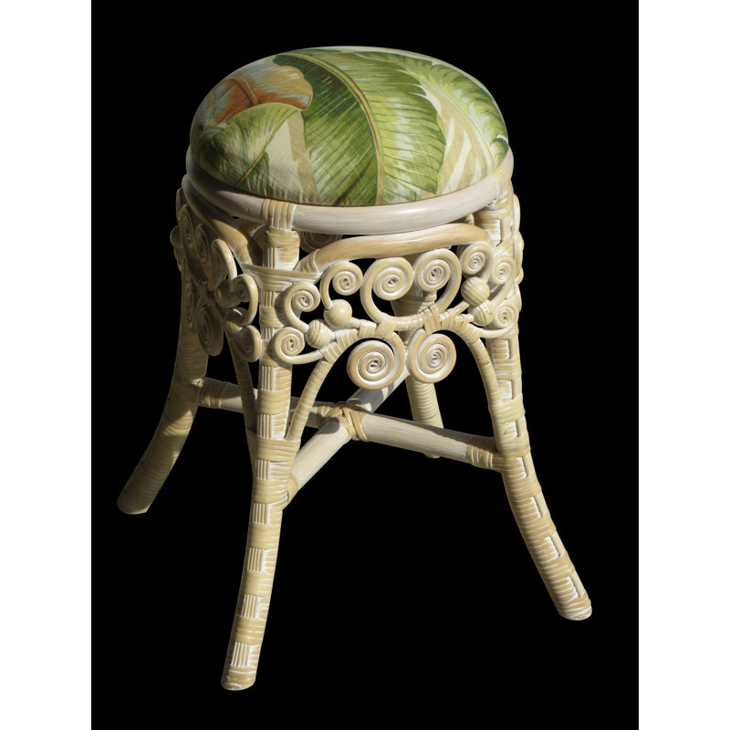 Tabouret classique en osier, Blanc, Brun clair