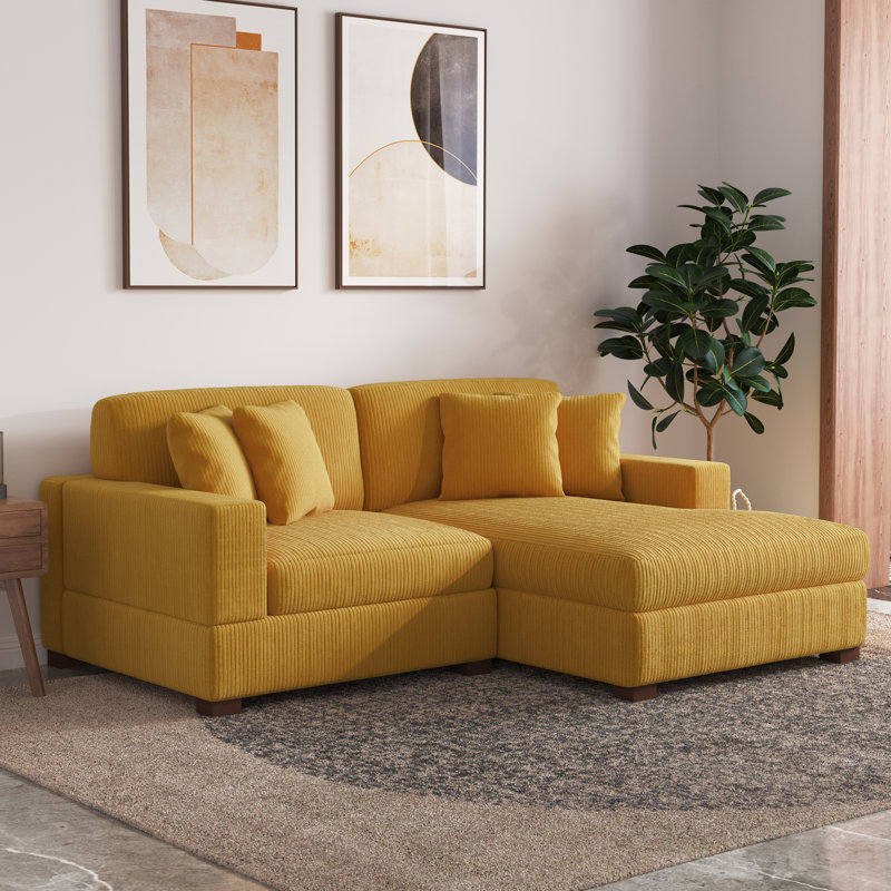 Milbrey Modular Corner Sofa, Orange, Right Hand Facing