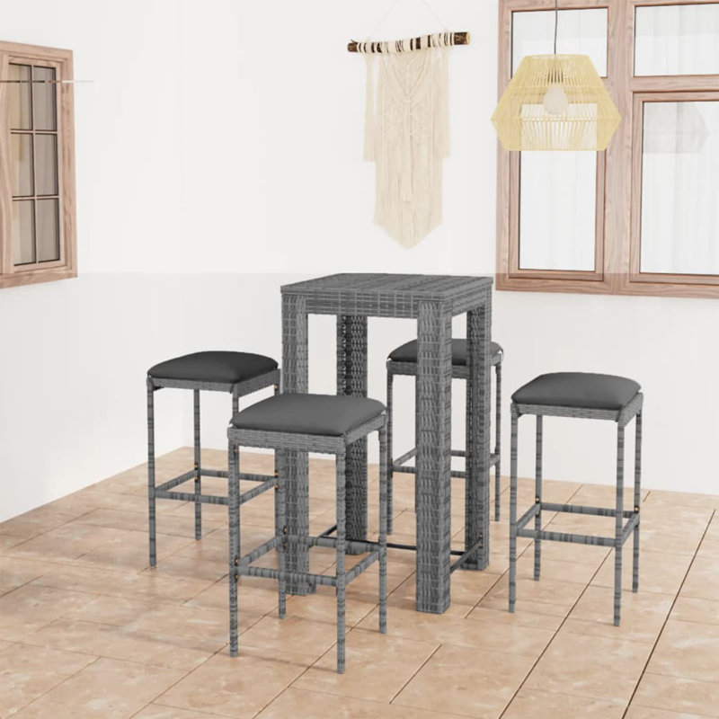 Ensemble 5 pièces avec coussins Ofrath, Cadre gris / coussin gris
