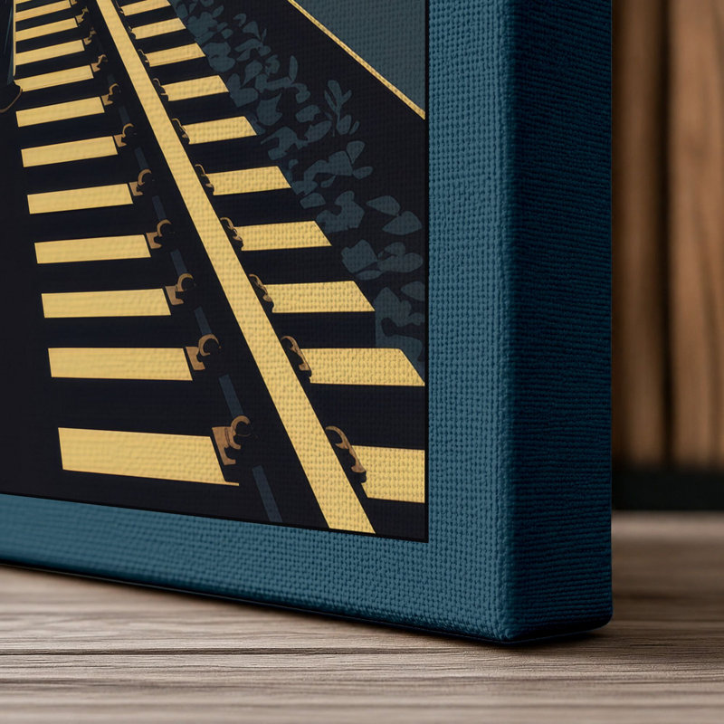 Solitary Path Industrial - Wrapped Canvas, 18x12 - 45.7 x 30.5 cm, Teal Border