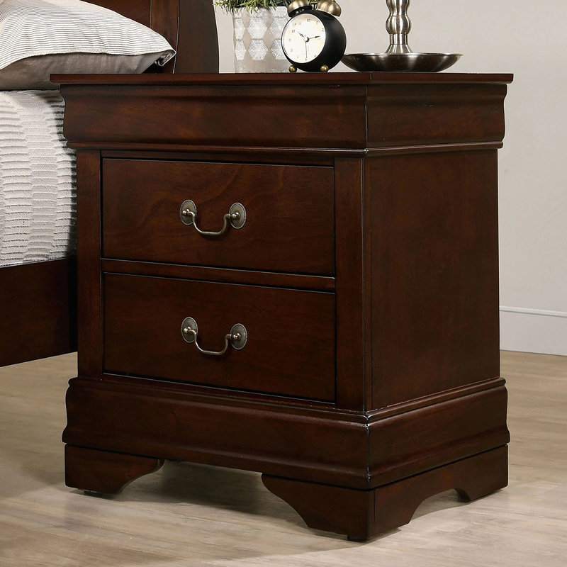 1pièce table de chevet finition cerisier Louis Philippe en bois massif à queue d'aronde anglaise, Cerisier